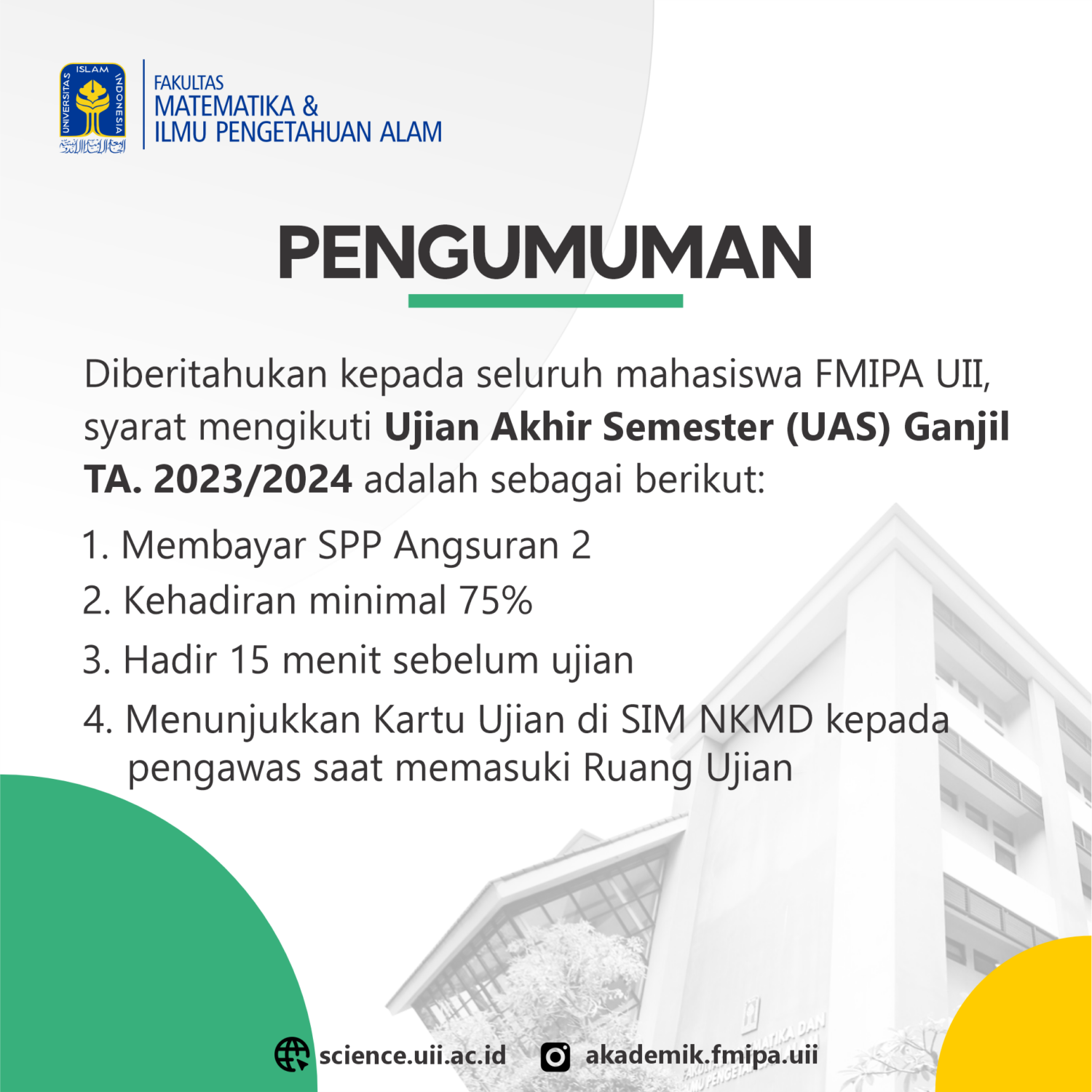 Syarat Dan Jadwal Ujian Akhir Semester (UAS) Ganjil Tahun Akademik 2023 ...