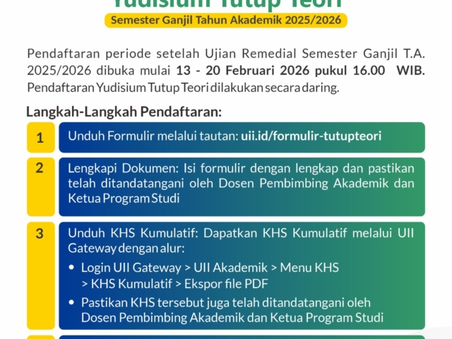 Informasi Pendaftaran Yudisium Tutup Teori Semester Ganjil Tahun Akademik 2025/2026