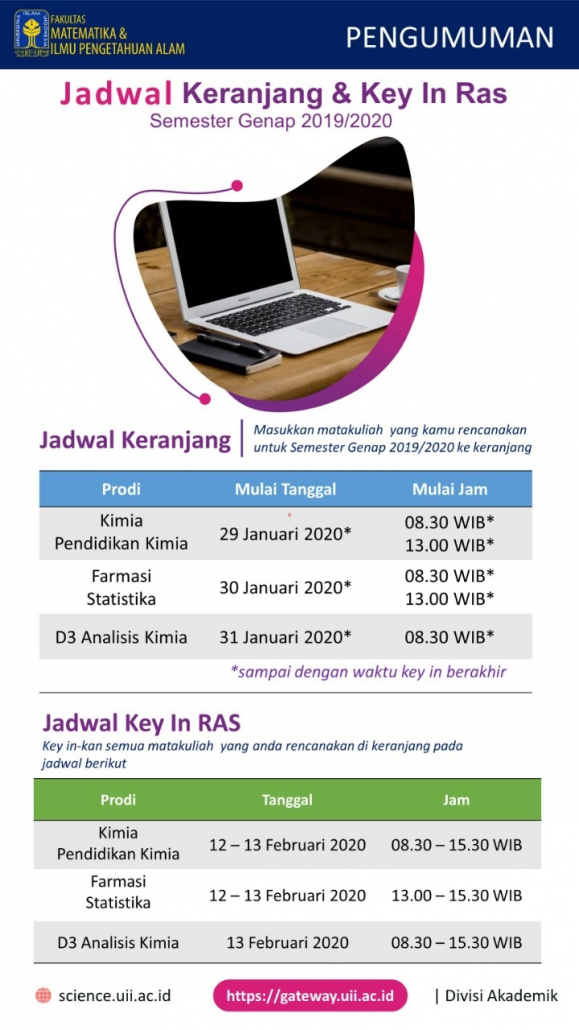 Attention!! Pengumuman Key In RAS UII Gateway Genap 2019